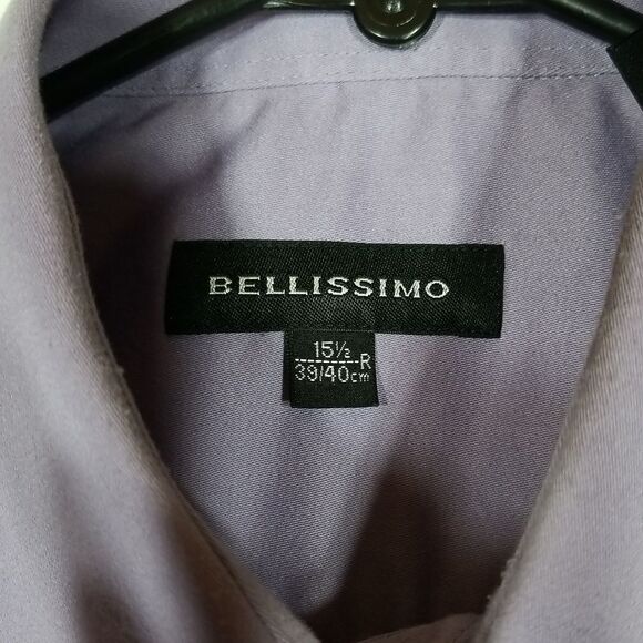 Bellissimo Shirt Men's 15 1/2 Button Down Long Sleeve Cotton Mauve Office Preppy - Picture 6 of 9